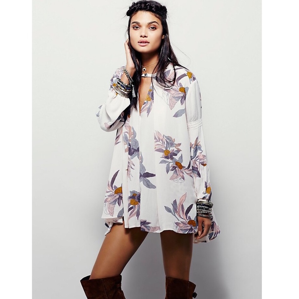 Free People Electric Orchid Print Swing Tunic - Picture 3 of 8